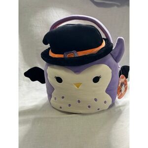 Squishmallows Holly Owl 12" Halloween Purple Bat Witch‎ Hat Plush Bucket Bag